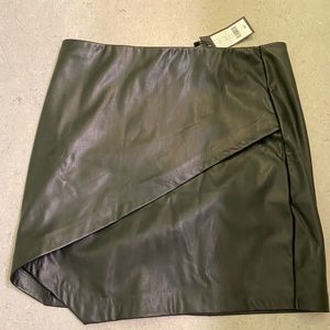 Black faux leather asymmetrical skirt NWT